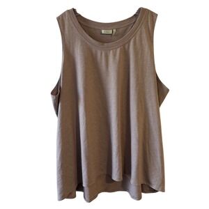 LOGO LOUNGE Women's Taupe Sleeveless Tank Top Relaxed Fit‎ Size 3XP